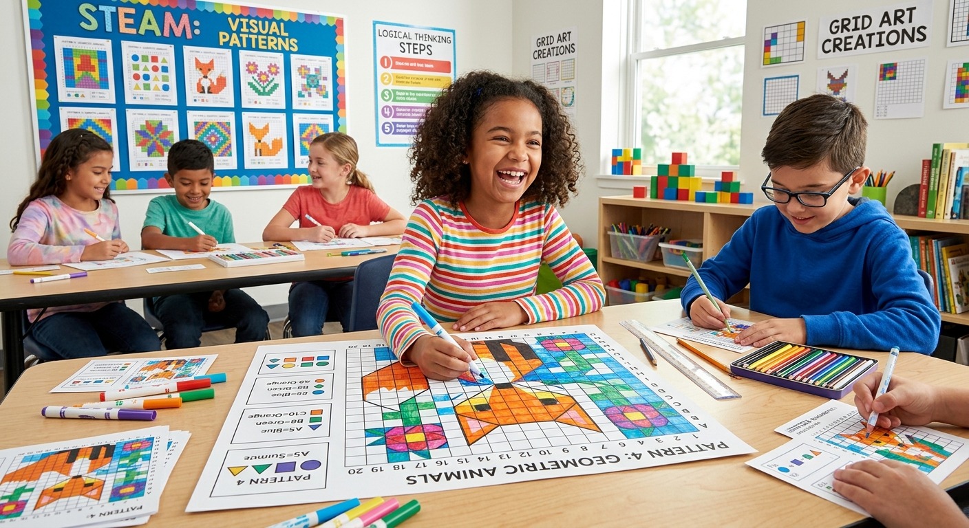 Teaching Visual Patterns and Logical Thinking With Grid Art in STEAM